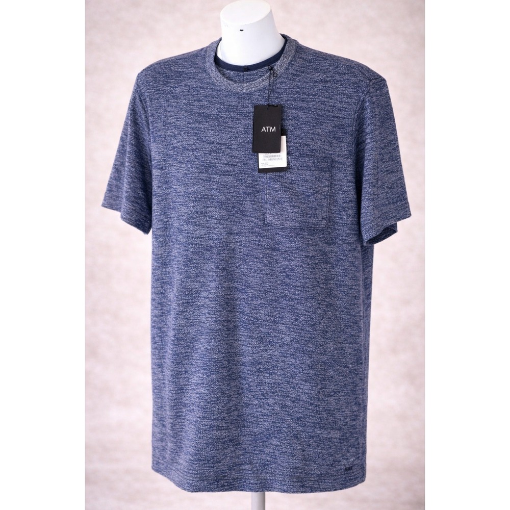 ATM Anthony Thomas Melillo T-Shirt Men's Small Navy Mouline Pocket Tee NWT Basic